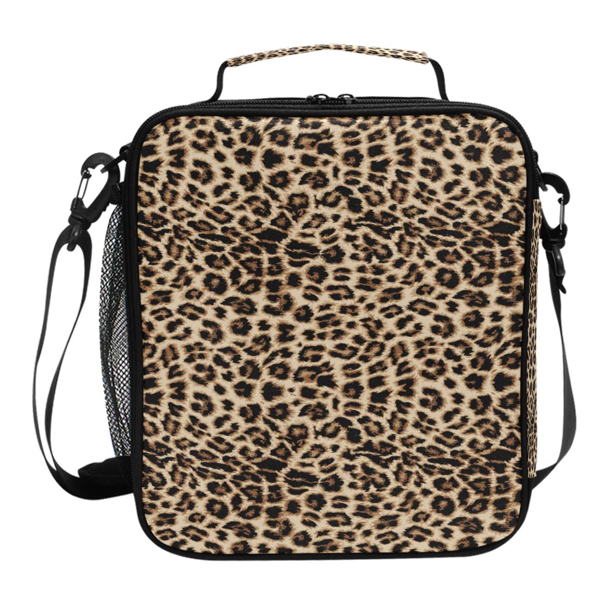 Leopard Print Lunch Box Leopard Snakeskin Zebra Pattern Insulated Lunch Bag Fashion Wild Animals Reusable Cooler Meal Prep Bags Lunch Tote with Shoulder Strap for School Kids Girls Boys Office