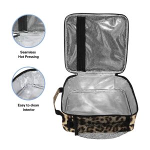 Leopard Print Lunch Box Leopard Snakeskin Zebra Pattern Insulated Lunch Bag Fashion Wild Animals Reusable Cooler Meal Prep Bags Lunch Tote with Shoulder Strap for School Kids Girls Boys Office