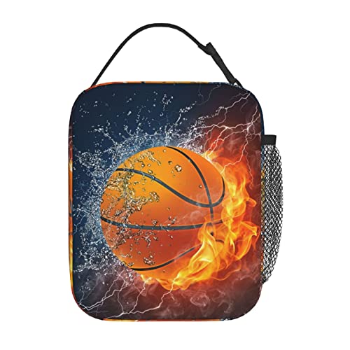 KAWOEEW Boys Lunch Box Kids,Basketball Girls Insulated Lunch Bag Reusable Work Lunch Tote Box Bag for Women Men and Adults