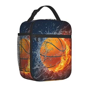 KAWOEEW Boys Lunch Box Kids,Basketball Girls Insulated Lunch Bag Reusable Work Lunch Tote Box Bag for Women Men and Adults