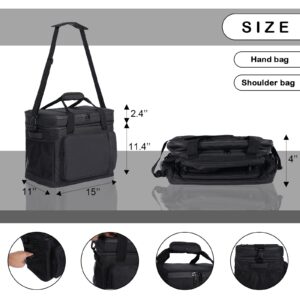 MOV COMPRA Movcompra Black Adult Insulated Lunch Box for Work + 45-Can Dual Compartment Large Lunch Cooler Bag