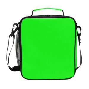 kigai plain neon green solid color school lunchbox for boys girls,insulated lunch tote bag with adjustable strap,leakproof and durable lunch cooler for work office