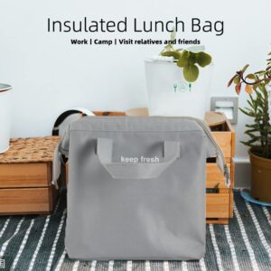 VIOCIWUO Insulated Lunch Bag Reusable Lunch Bag Big Portable Cooler Tote Bag for Men Women Work Picnic Lunch Box Bag (Grey)