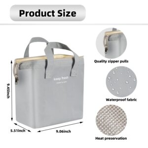 VIOCIWUO Insulated Lunch Bag Reusable Lunch Bag Big Portable Cooler Tote Bag for Men Women Work Picnic Lunch Box Bag (Grey)