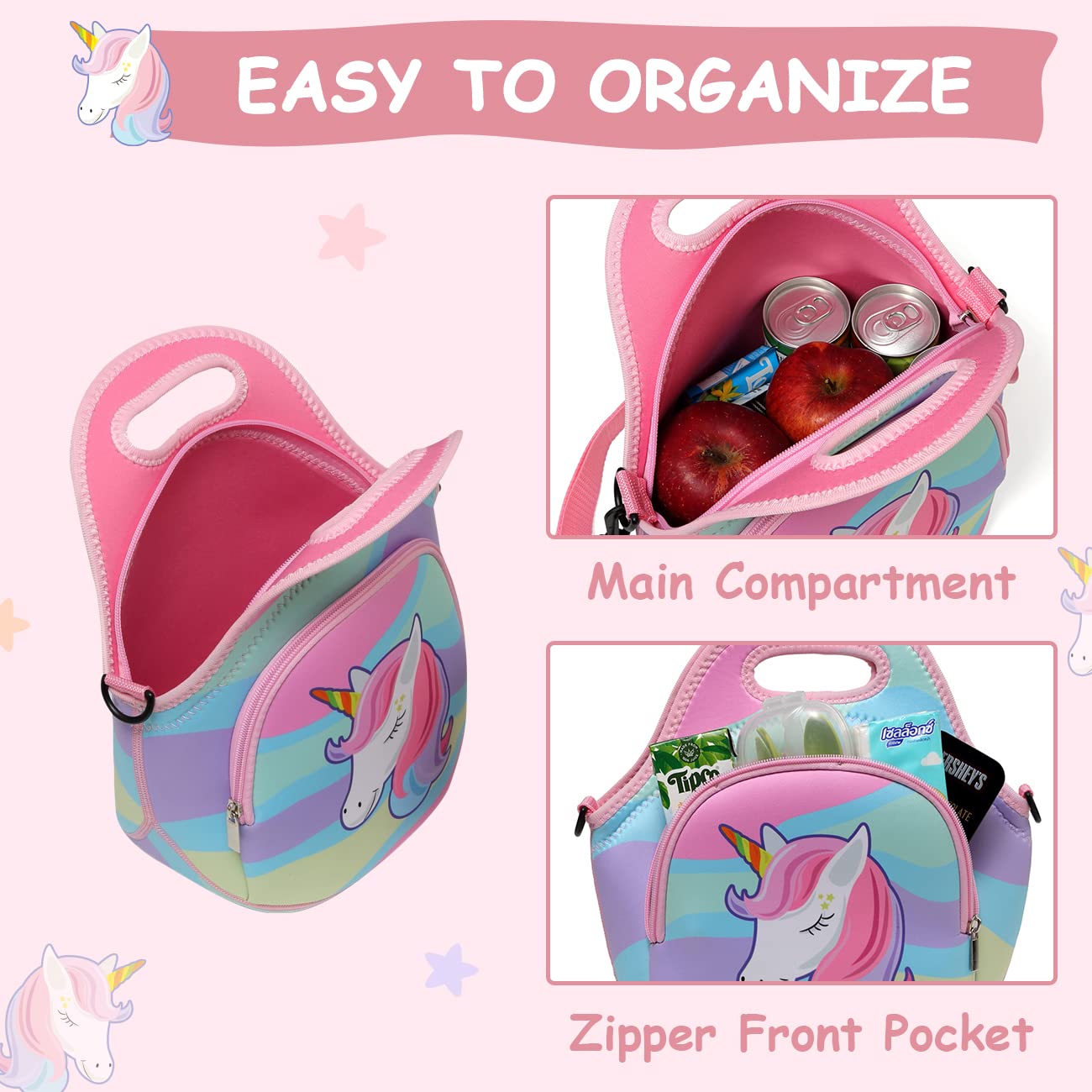 Chase Chic Cute Lightweight Unicorn Kids Backpack and Water Resistant Lunch Bag