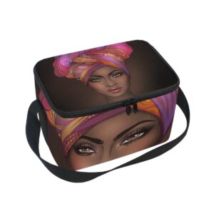 lunch bag african american woman square tote bag picnic travel organizer lunch holder lunch handbags box