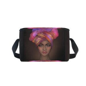 Lunch Bag African American Woman Square Tote Bag Picnic Travel Organizer Lunch Holder Lunch Handbags Box