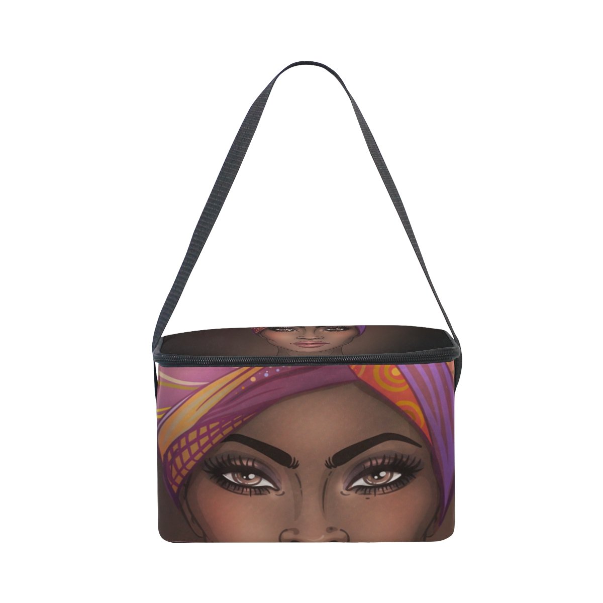 Lunch Bag African American Woman Square Tote Bag Picnic Travel Organizer Lunch Holder Lunch Handbags Box