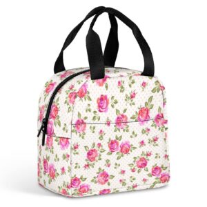 roses lunch bag for women men, insulated meal bag, lunch tote bag for work outdoor
