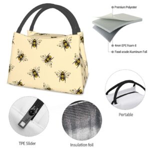MANQINF Cute Bee Lunch Bag Lunch Box Large Capacity Bee Insulated Lunch Box Tote Reusable Cute Lunch Box