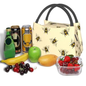 MANQINF Cute Bee Lunch Bag Lunch Box Large Capacity Bee Insulated Lunch Box Tote Reusable Cute Lunch Box