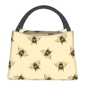 MANQINF Cute Bee Lunch Bag Lunch Box Large Capacity Bee Insulated Lunch Box Tote Reusable Cute Lunch Box