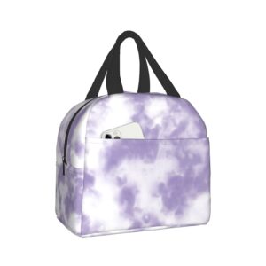 purple clouds tie dye lunch box bento travel bag picnic tote bags insulated durable container shopping bag reusable waterproof bags for adult women men