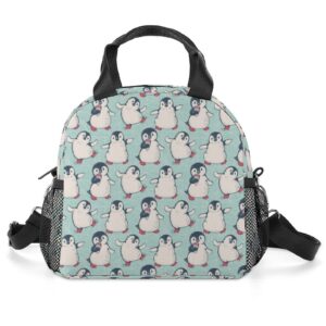 cute penguin lunch bag for women men, portable insulated lunch box, lunch tote bag for work outdoor