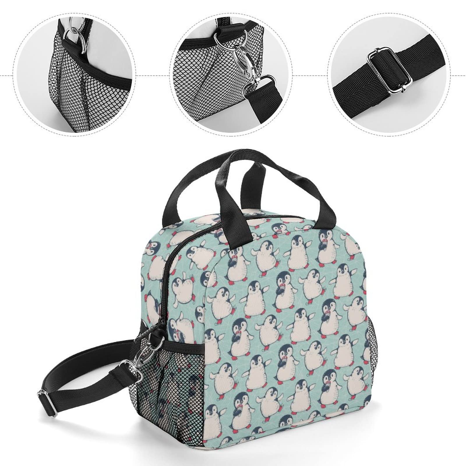 Cute Penguin Lunch Bag for Women Men, Portable Insulated Lunch Box, Lunch Tote Bag for Work Outdoor