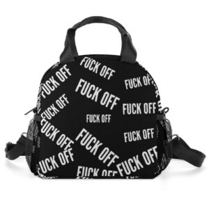 fuck off lunch box storage bag leakproof cooler tote shoulder handbag all over print