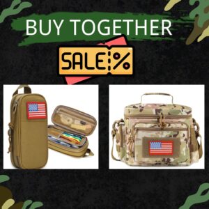 atripack tactical lunch bag medium size (camp-brown) & tactical pencil case for men women teens boys girls (brown)