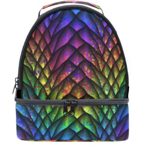 naanle colorful dragon scale 3d print lunch bags for women men youth lunch boxes insulated lunch bag with shoulder strap double decker dual compartment waterproof reusable lightweight gift