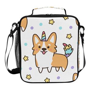 dog pattern lunch box welsh corgi dog unicorn insulated lunch bag cute animals pet print reusable cooler meal prep bags lunch tote with shoulder strap for school office adult