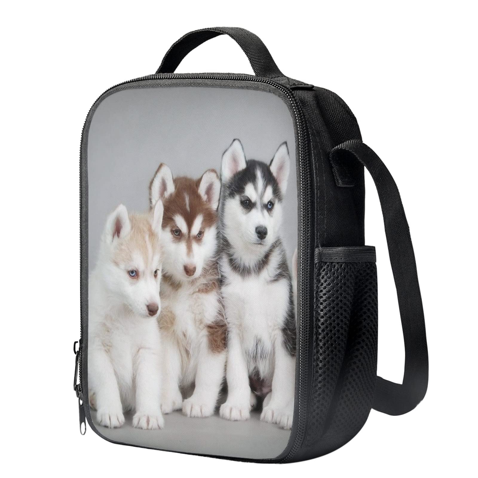Sannovo Cute Husky Puppy Lunch Bag Box Tote Insulated Washable School Cooler Bag