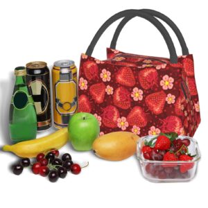 ASYG Strawberry Lunch Box Picnic Bags Cute Tote Insulated Portable Cute Container Meal Bag Lunch Box for Women