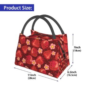 ASYG Strawberry Lunch Box Picnic Bags Cute Tote Insulated Portable Cute Container Meal Bag Lunch Box for Women