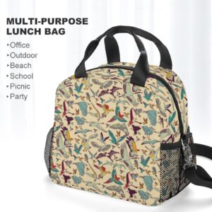 Birds Lunch Bag, Lunch Box Portable Insulated Lunch Tote Bag, Thermal Cooler Bag for Women Work Outdoor