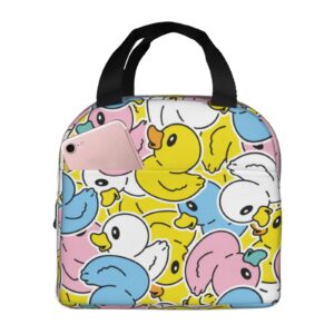 echoserein duck lunch bag cute insulated lunch box reusable lunchbox waterproof portable lunch tote for women men girls boys