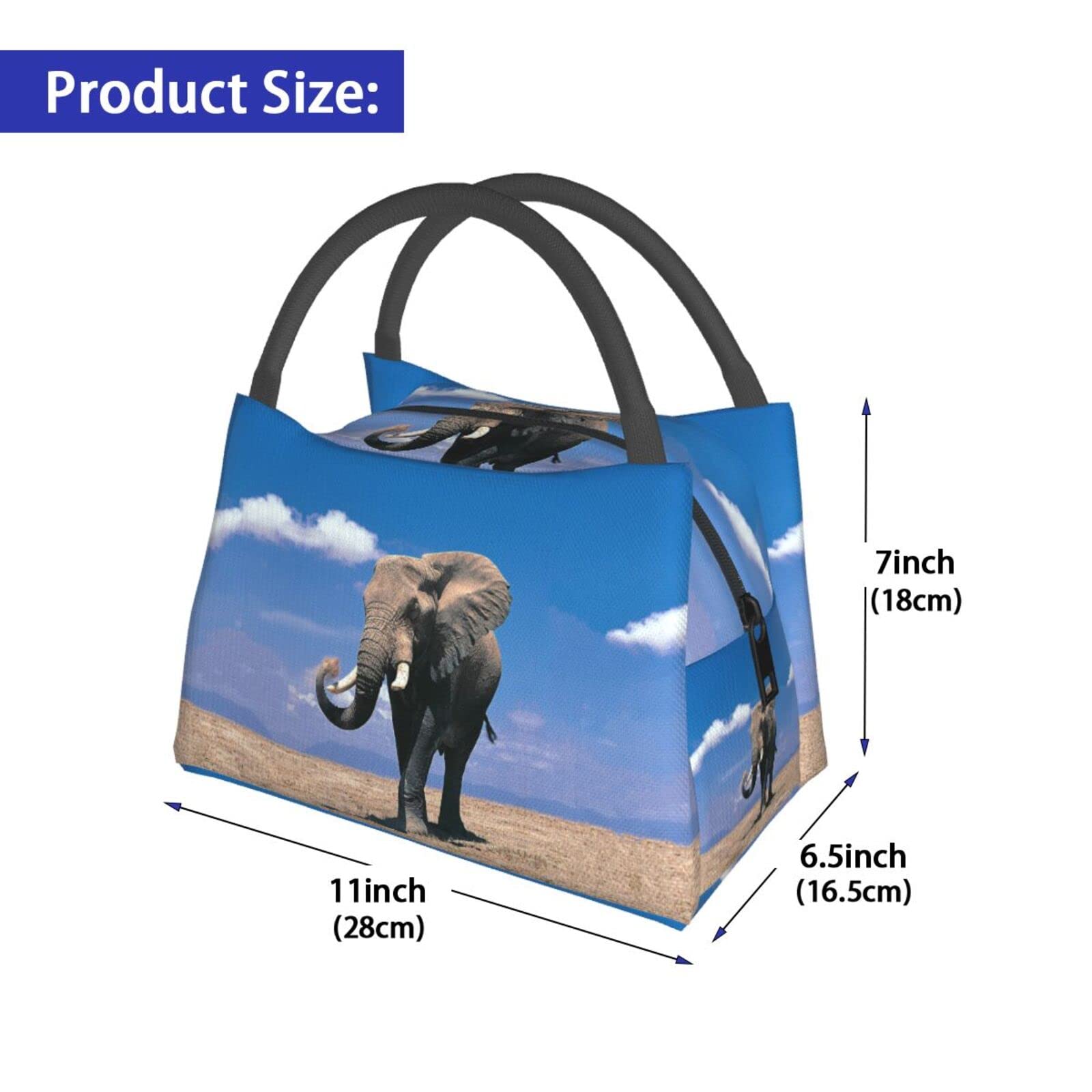 Elephant Lunch Box Picnic Bags Animal Tote Insulated Portable Elephant Decor Container Meal Bag