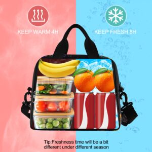 Oarencol Peace Love Symbol Two Fingers Hippie Colorful Insulated Lunch Tote Bag Reusable Cooler Lunch Box with Shoulder Strap for Work Picnic School Beach