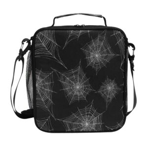 zzxxb spider web insulated lunch bag box reusable thermal cooler bag tote outdoor travel picnic bag with shoulder strap for children students adults