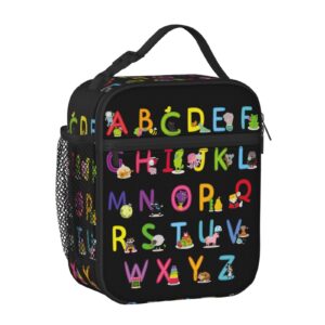 PrelerDIY Cute Animals alphabet Lunch Box - Insulated Lunch Bags for Women/Men/Girls/Boys Detachable Handle Lunchbox Meal Tote Bag