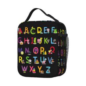 PrelerDIY Cute Animals alphabet Lunch Box - Insulated Lunch Bags for Women/Men/Girls/Boys Detachable Handle Lunchbox Meal Tote Bag