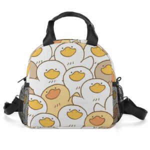 cute cartoon duck lunch bag for women men, portable insulated lunch box, lunch tote bag for work outdoor