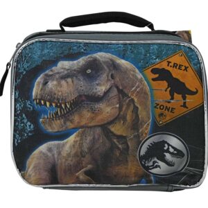 jurassic world t-rex kids school lunch bag set for boys - bundle with dinosaur school lunch box with charts and stickers (styles may very) school supplies