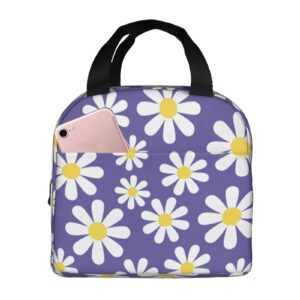 echoserein daisy flower purple lunch bag insulated lunch box reusable lunchbox waterproof portable lunch tote for women girls