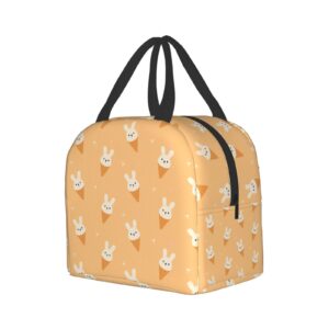 Lunch Bag Funny Bunny Ice Cream Design Insulated Lunch Box Reusable Lunch Bags Meal Portable Container Tote For Men Women Work Travel Picnic