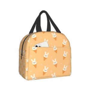 Lunch Bag Funny Bunny Ice Cream Design Insulated Lunch Box Reusable Lunch Bags Meal Portable Container Tote For Men Women Work Travel Picnic