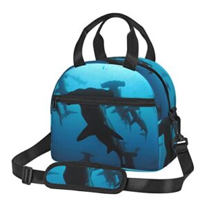 fxxwjp hammerhead sharks handheld crossbody lunch bag,reusable can be insulated to keep cold, suitable for office work,picnic, beach (men, women)