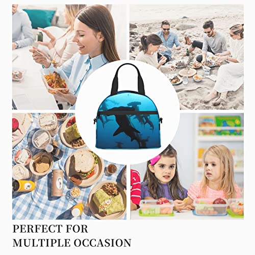 FXXWJP Hammerhead Sharks Handheld Crossbody Lunch Bag,Reusable Can Be Insulated To Keep Cold, Suitable For Office Work,Picnic, Beach (Men, Women)