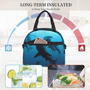 FXXWJP Hammerhead Sharks Handheld Crossbody Lunch Bag,Reusable Can Be Insulated To Keep Cold, Suitable For Office Work,Picnic, Beach (Men, Women)