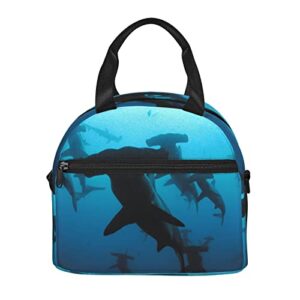 FXXWJP Hammerhead Sharks Handheld Crossbody Lunch Bag,Reusable Can Be Insulated To Keep Cold, Suitable For Office Work,Picnic, Beach (Men, Women)