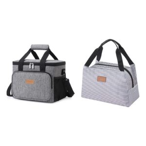 lifewit 15l collapsible cooler bag grey and 7l insulated lunch bag stripes