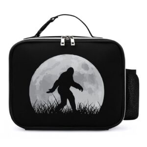 funny bigfoot sasquatch full moon insulated lunch tote bag durable lunch box container with detachable buckled handle for office work picnic travel