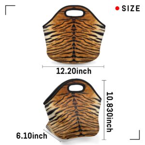 Insulated Neoprene Lunch Bag for Women Men Kids Animal Tiger Leopard Print Lunch Box Reusable Small Lunch Tote Bag Cooler Bag for School Work Picnic