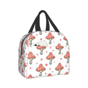 ucsaxue retro cute mushroom lunch bag small insulated lunch box with front pocket kawaii lunch bags for girls boys freezable bento box women men lunch boxes