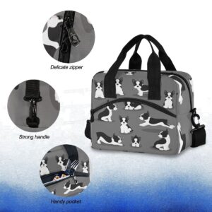 Glaphy Boston Terrier Dog Animal Lunch Bag Insulated Lunch Box Food Container Meal Prep Cooler Handbag for School Office Outdoor Picnic