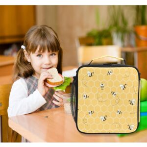 HUXINO Insulated Lunch Box, Geometric Animal Bees Pattern Lunch Bag Reusable Lunchbox Meal Prep Cooler Ice Bag Thermal Food Container Lunch Box for Women Men Kids Work Travel Picnic Party