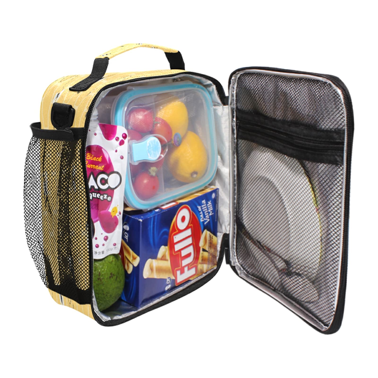 HUXINO Insulated Lunch Box, Geometric Animal Bees Pattern Lunch Bag Reusable Lunchbox Meal Prep Cooler Ice Bag Thermal Food Container Lunch Box for Women Men Kids Work Travel Picnic Party