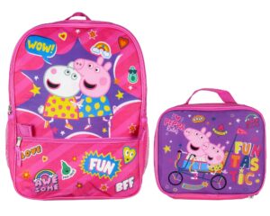 peppa pig school travel backpack set for girls with detachable insulated lunch box